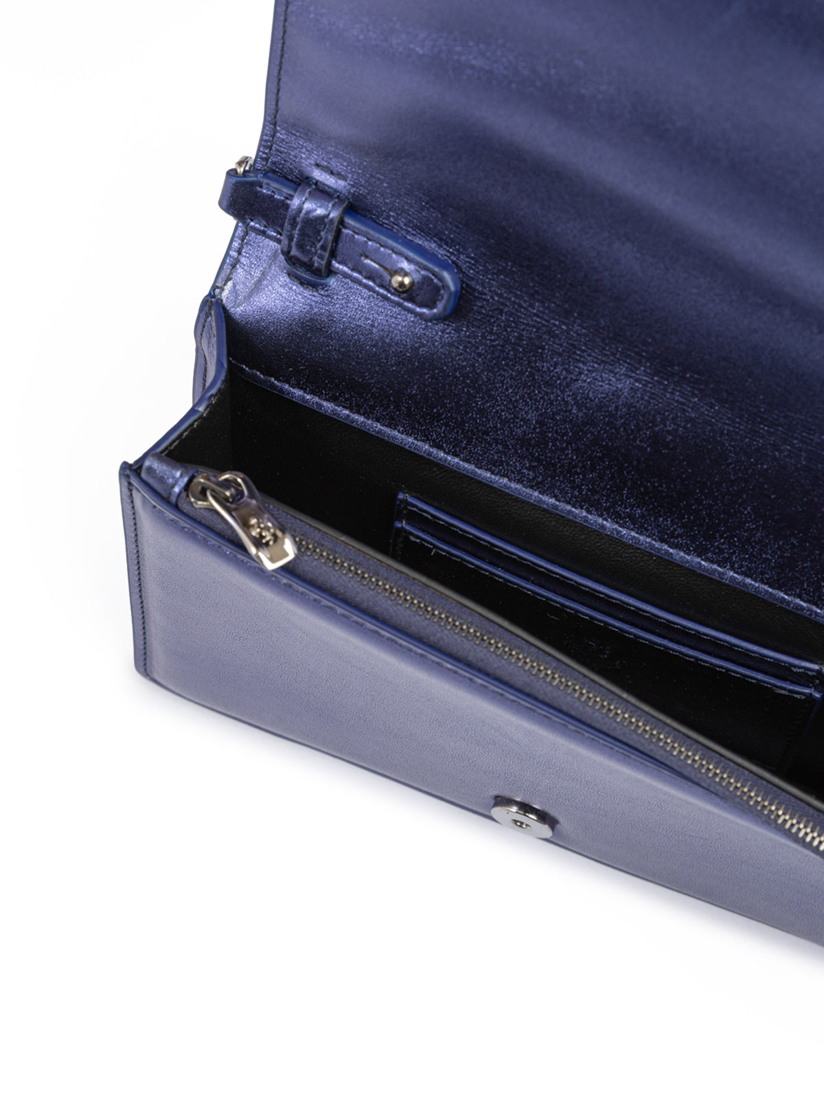 Ferrari Metal blue GT patent leather bag with chain